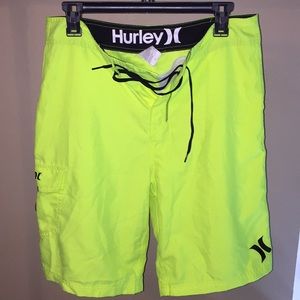 Men’s Hurley Neon Green Board Shorts Size 31